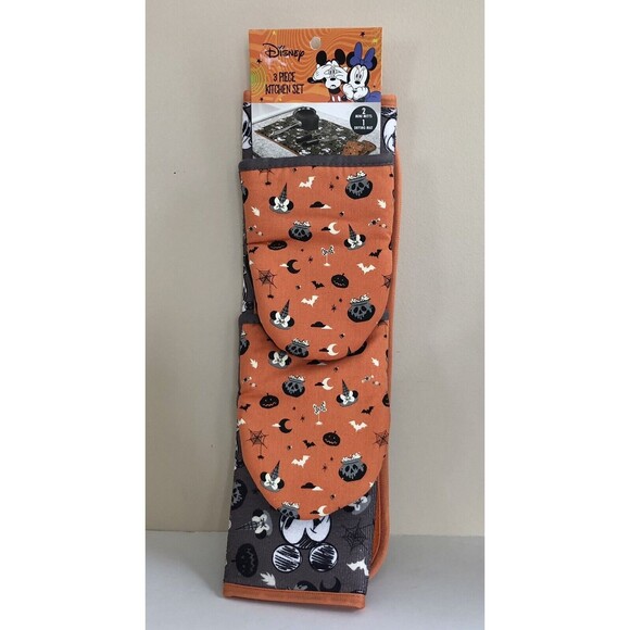 DISNEY HALLOWEEN MICKEY MOUSE 3 PICES KITCHEN SET 2 MINI MITTS 1 DRYING MAT - Picture 3 of 5